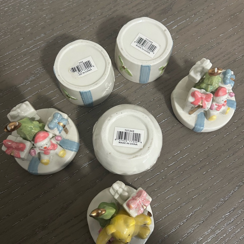 Vintage Porcelain Winter Bear and Snowman Figurines Storage containers - Picture 7 of 7